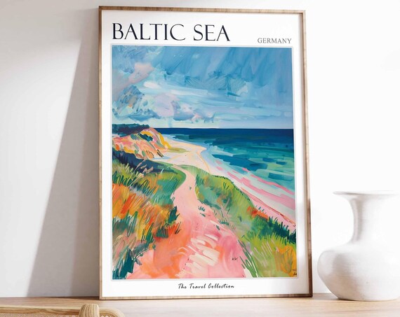 Baltic Sea Germany Coastal Dunes Beach Path Painting Travel Poster