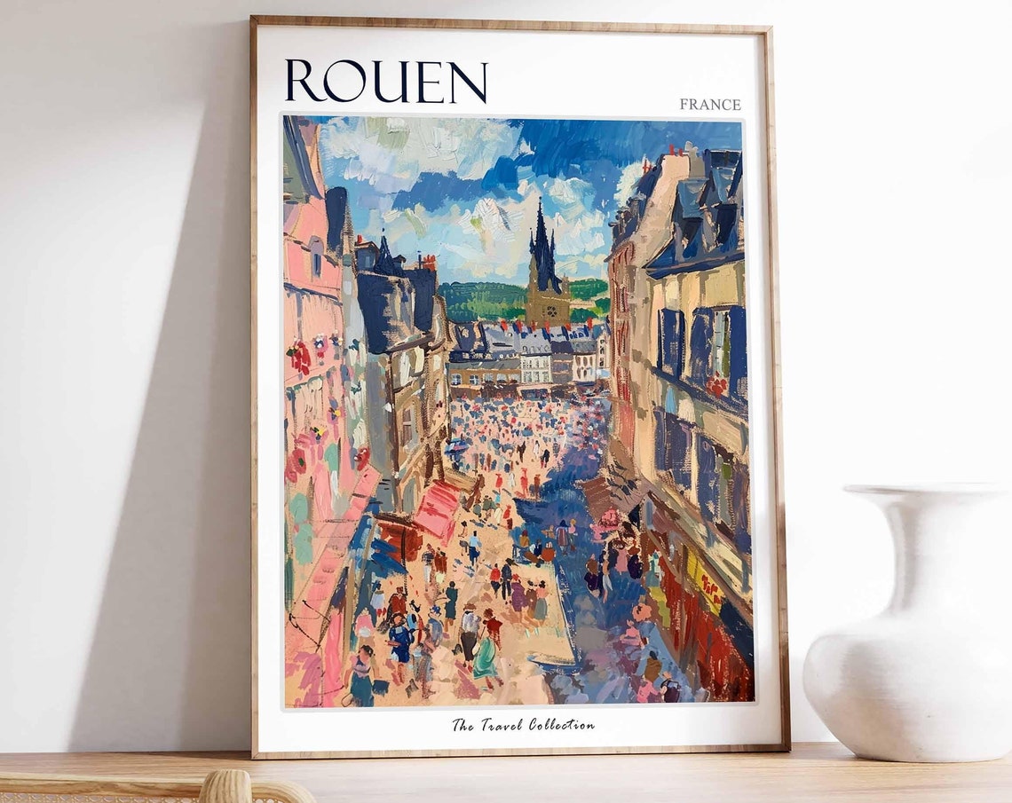 Rouen Poster France Travel Print French Decor Europe Travel Poster European Wall Art City Print Rouen Gift Rouen Travel Poster