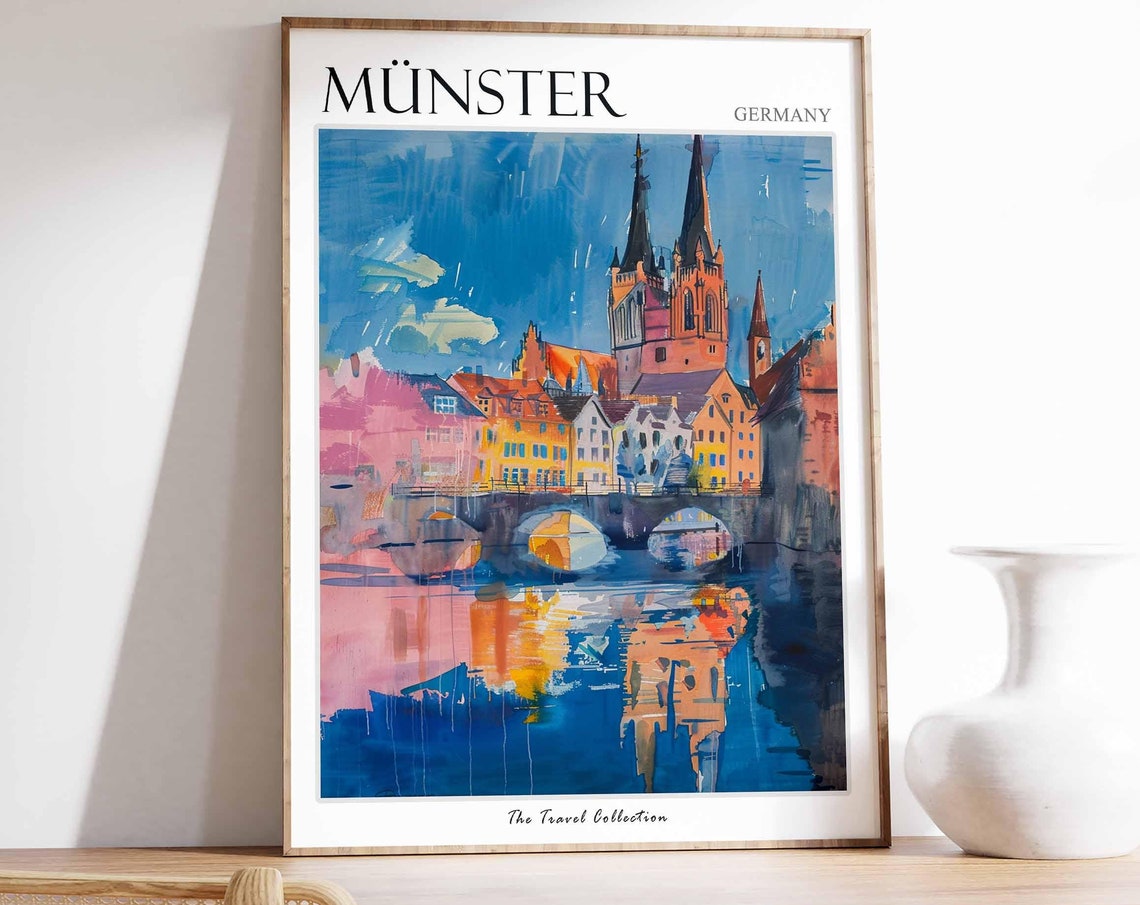 Mnster Poster Germany Travel Print German Decor Europe Travel Poster European Wall Art City Print Mnster Gift Mnster Travel Poster