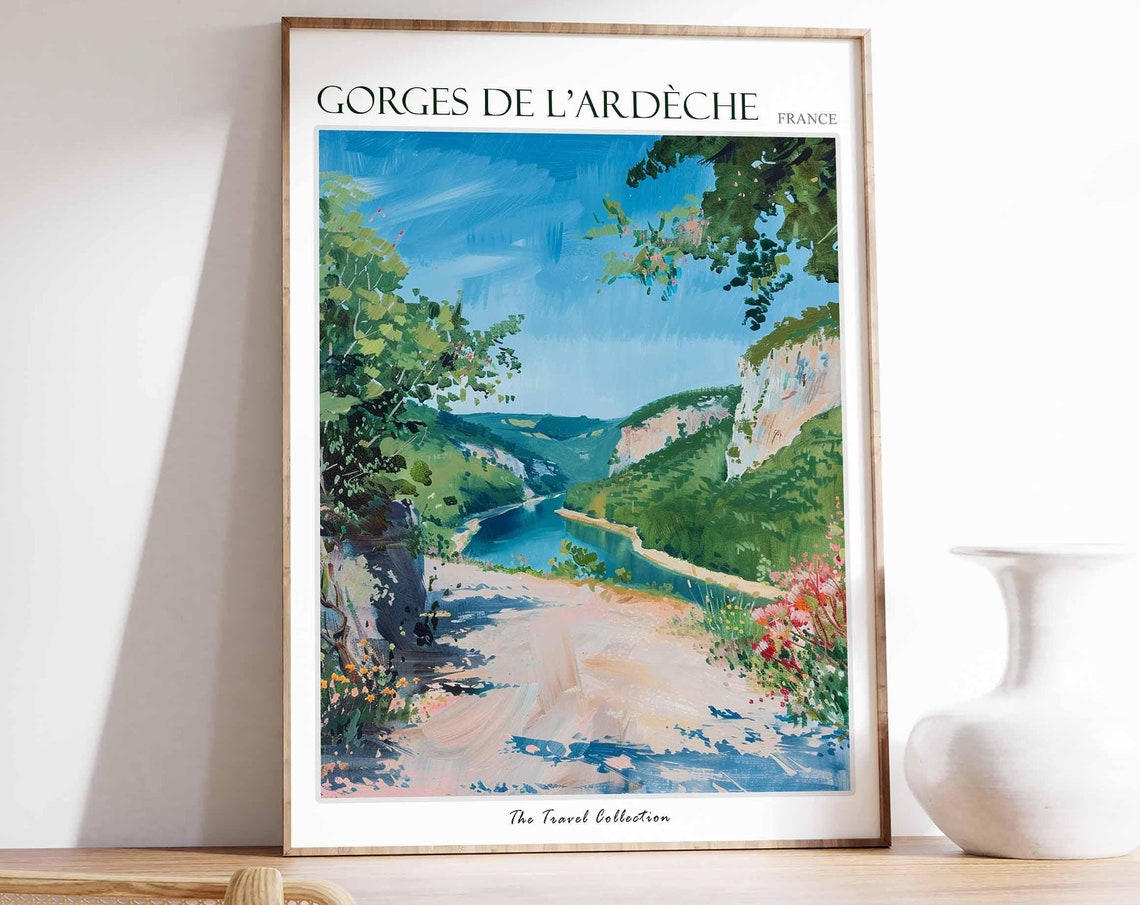 Gorges De Lardche Poster France Travel Print French Decor Europe Travel Poster European Wall Art Gorges De Lardche Travel Poster
