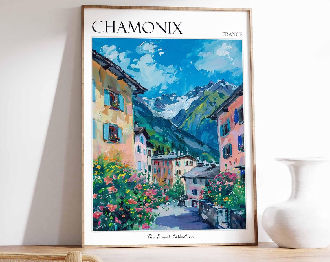 Chamonix Poster France Travel Print French Decor Europe Travel Poster European Wall Art Ski Print Chamonix Travel Poster