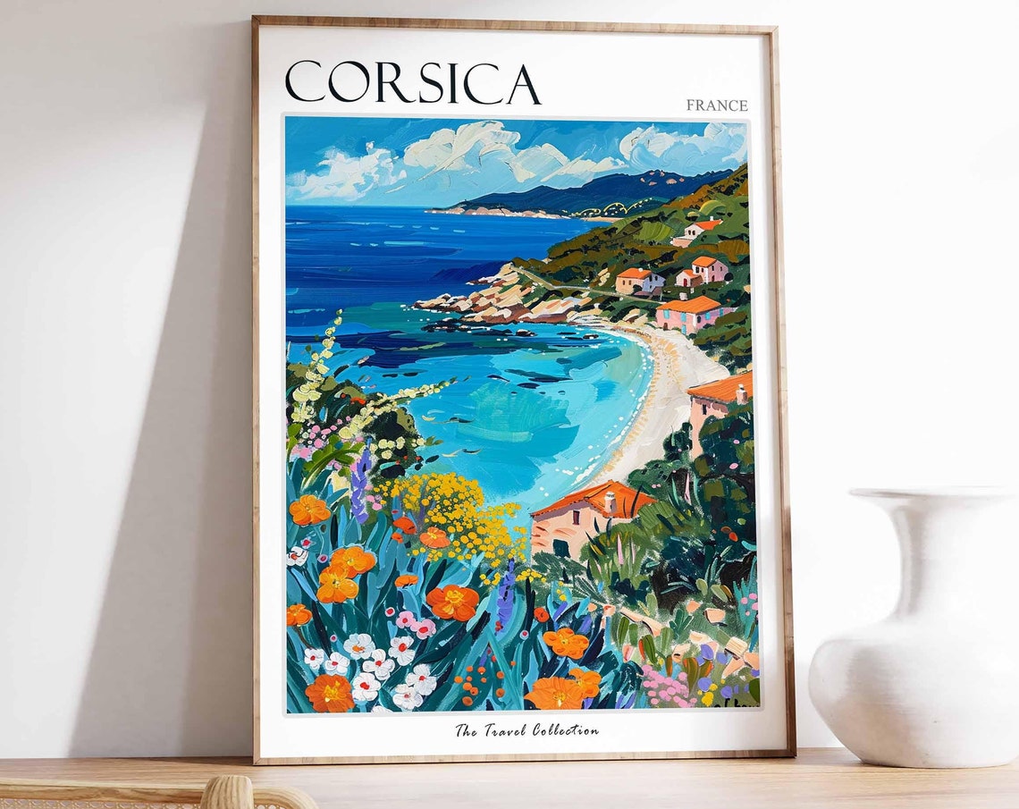 Corsica Poster France Travel Print French Decor Europe Travel Poster European Wall Art Sea Print Corsica Gift Corsica Travel Poster