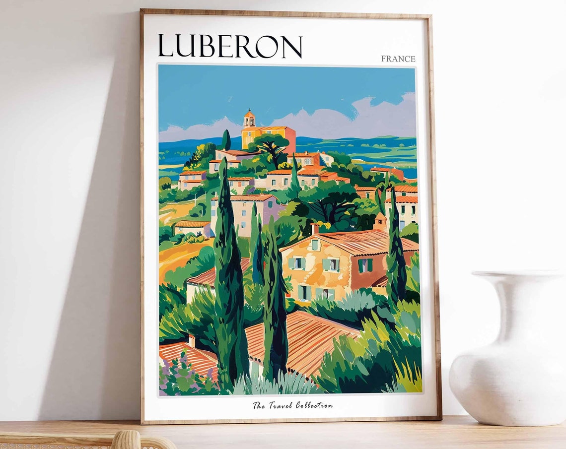 Luberon Poster France Travel Print French Decor Europe Travel Poster European Wall Art Luberon Gift Luberon Travel Poster