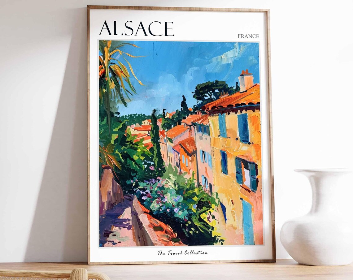 Alsace France Sunlit Village Rooftops Summer Flower Garden Poster