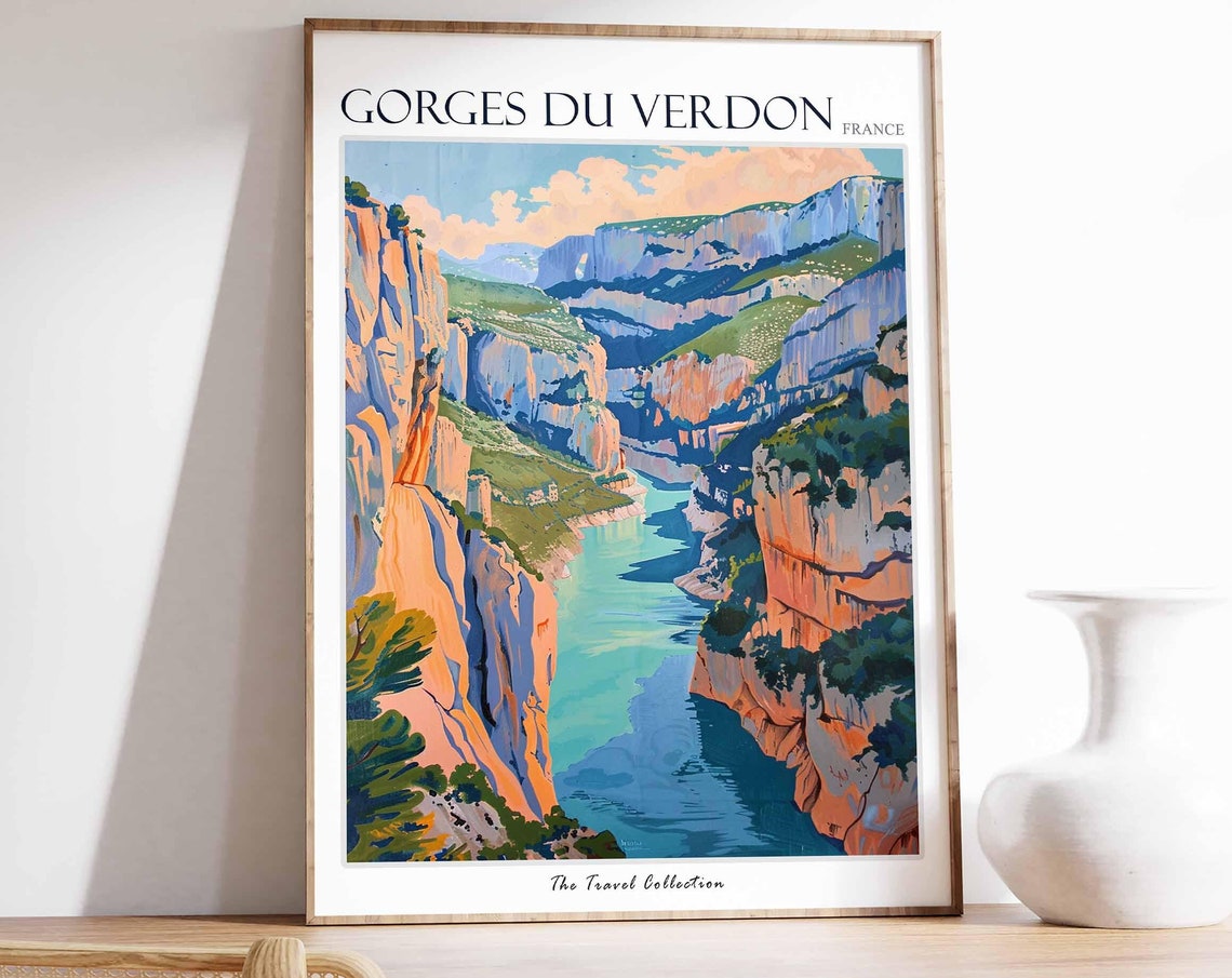 Gorges Du Verdon Poster France Travel Print French Decor Europe Travel Poster European Wall Art Gorges Du Verdon Travel Poster