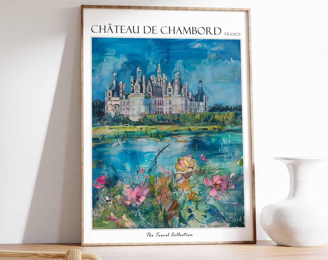 Chteau De Chambord Poster France Travel Print French Decor Europe Travel Poster European Wall Art Chteau De Chambord Travel Poster