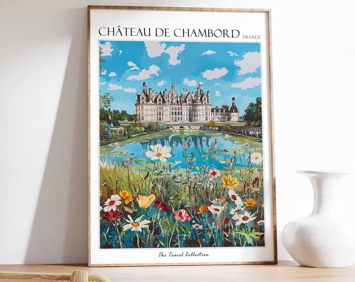 Chteau De Chambord Poster France Travel Print French Decor Europe Travel Poster European Wall Art Chteau De Chambord Travel Poster
