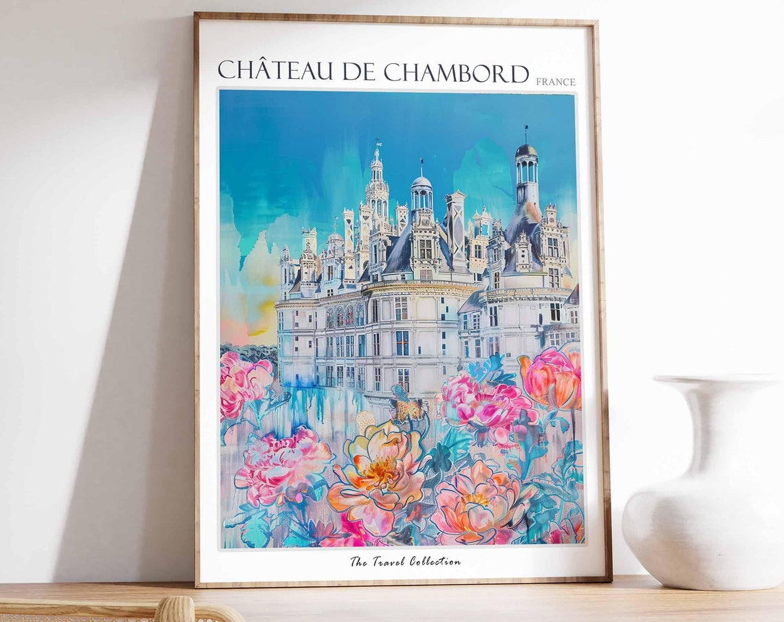 Chteau De Chambord Poster France Travel Print French Decor Europe Travel Poster European Wall Art Chteau De Chambord Travel Poster