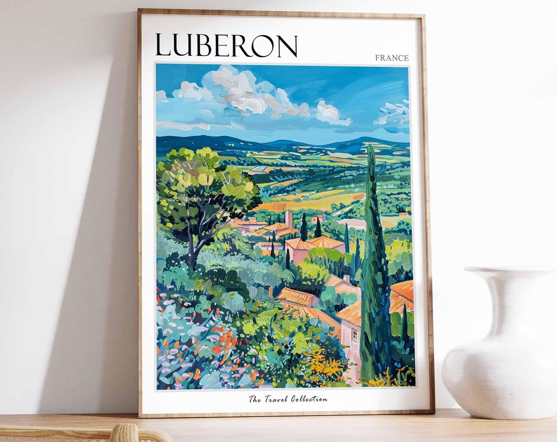 Luberon Poster France Travel Print French Decor Europe Travel Poster European Wall Art Luberon Gift Luberon Travel Poster