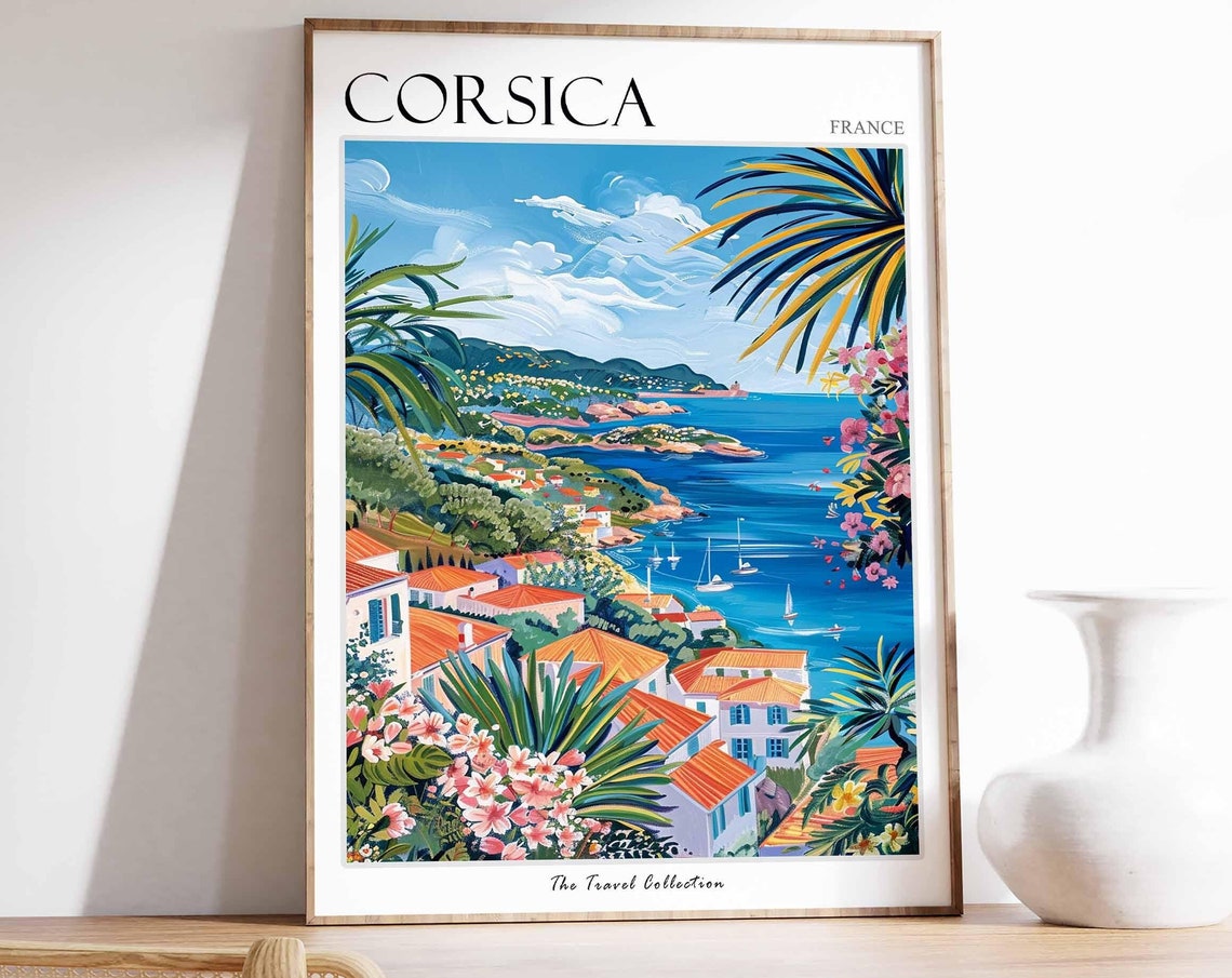 Corsica Poster France Travel Print French Decor Europe Travel Poster European Wall Art Sea Print Corsica Gift Corsica Travel Poster