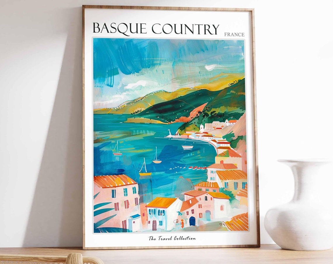 Basque Country Poster France Travel Print French Decor Europe Travel Poster European Wall Art Basque Country Travel Poster