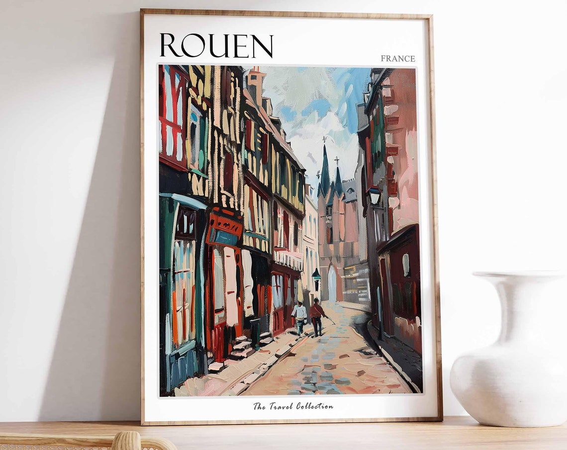 Rouen Poster France Travel Print French Decor Europe Travel Poster European Wall Art City Print Rouen Gift Rouen Travel Poster
