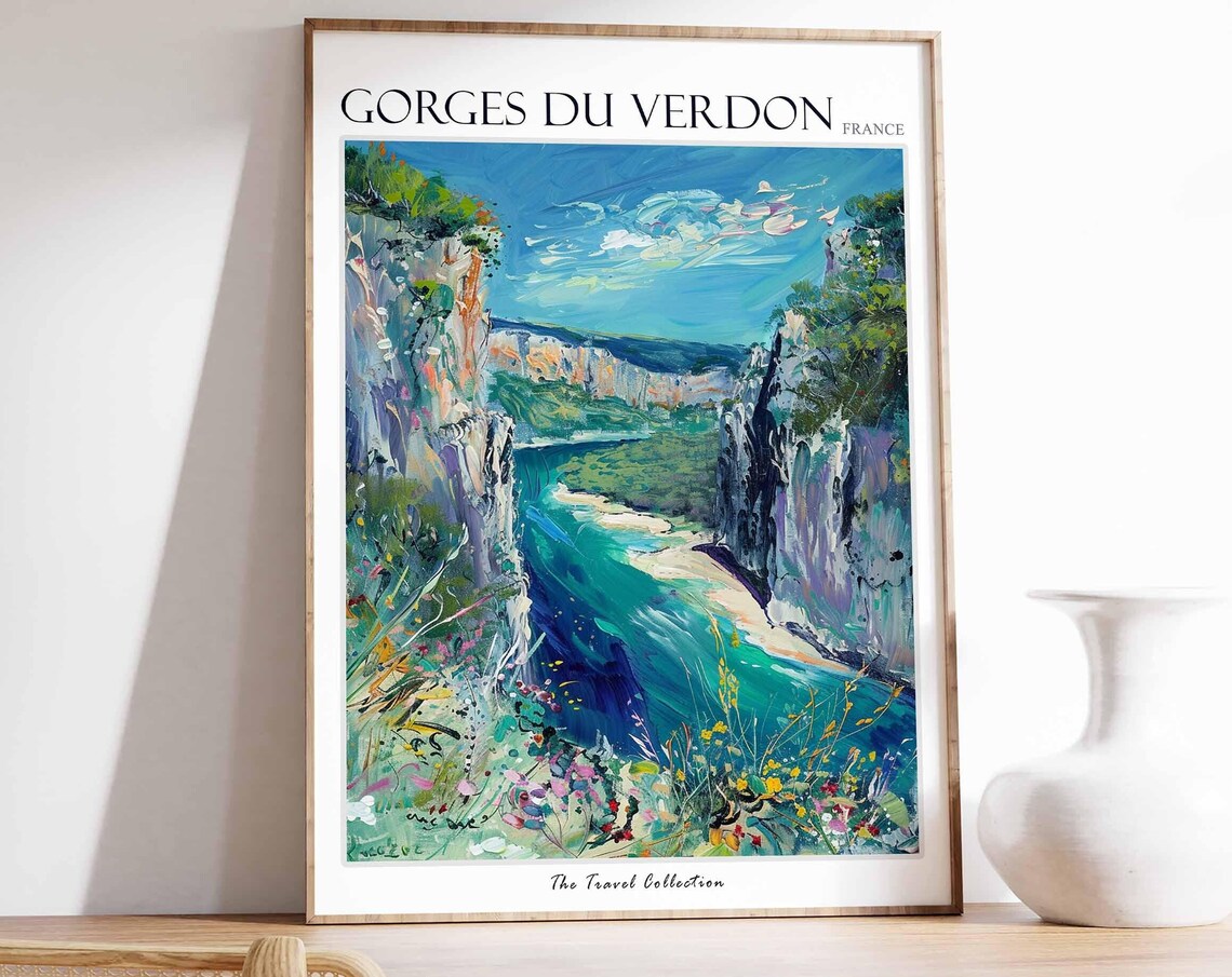 Gorges du Verdon France Expressive Canyon Cliffs River Travel Poster