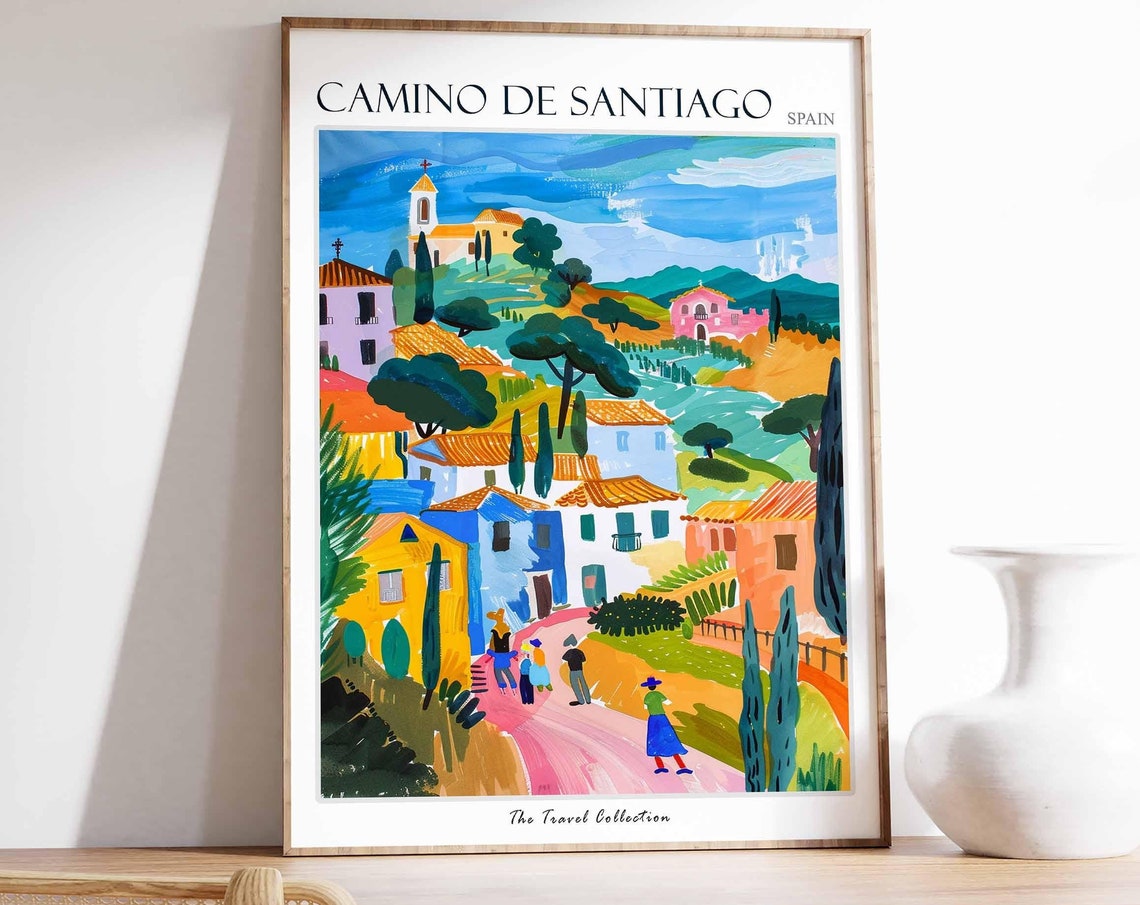 Camino De Santiago Poster Spain Travel Print Spanish Decor Europe Travel Poster European Wall Art Camino De Santiago Travel Poster