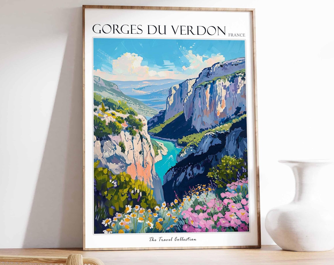 Gorges du Verdon France Wildflower Canyon Overlook Travel Poster