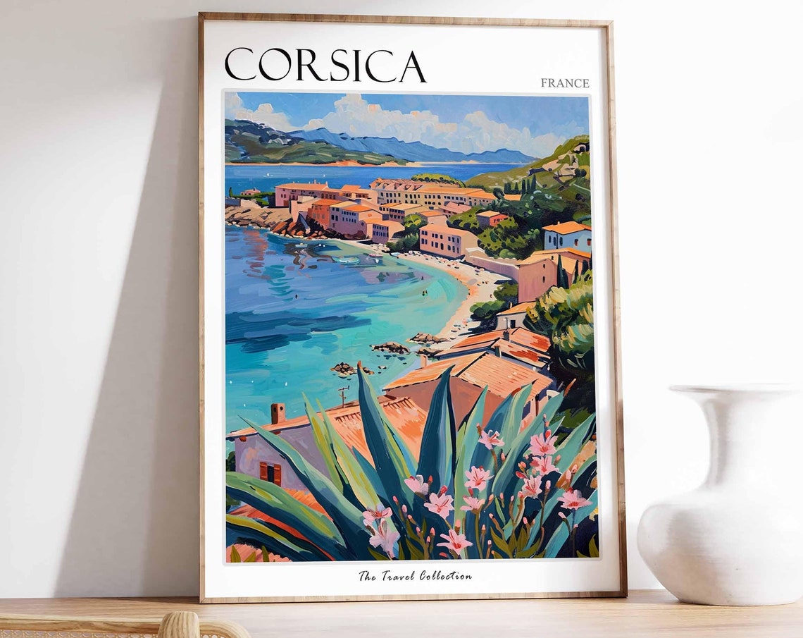 Corsica Poster France Travel Print French Decor Europe Travel Poster European Wall Art Sea Print Corsica Gift Corsica Travel Poster