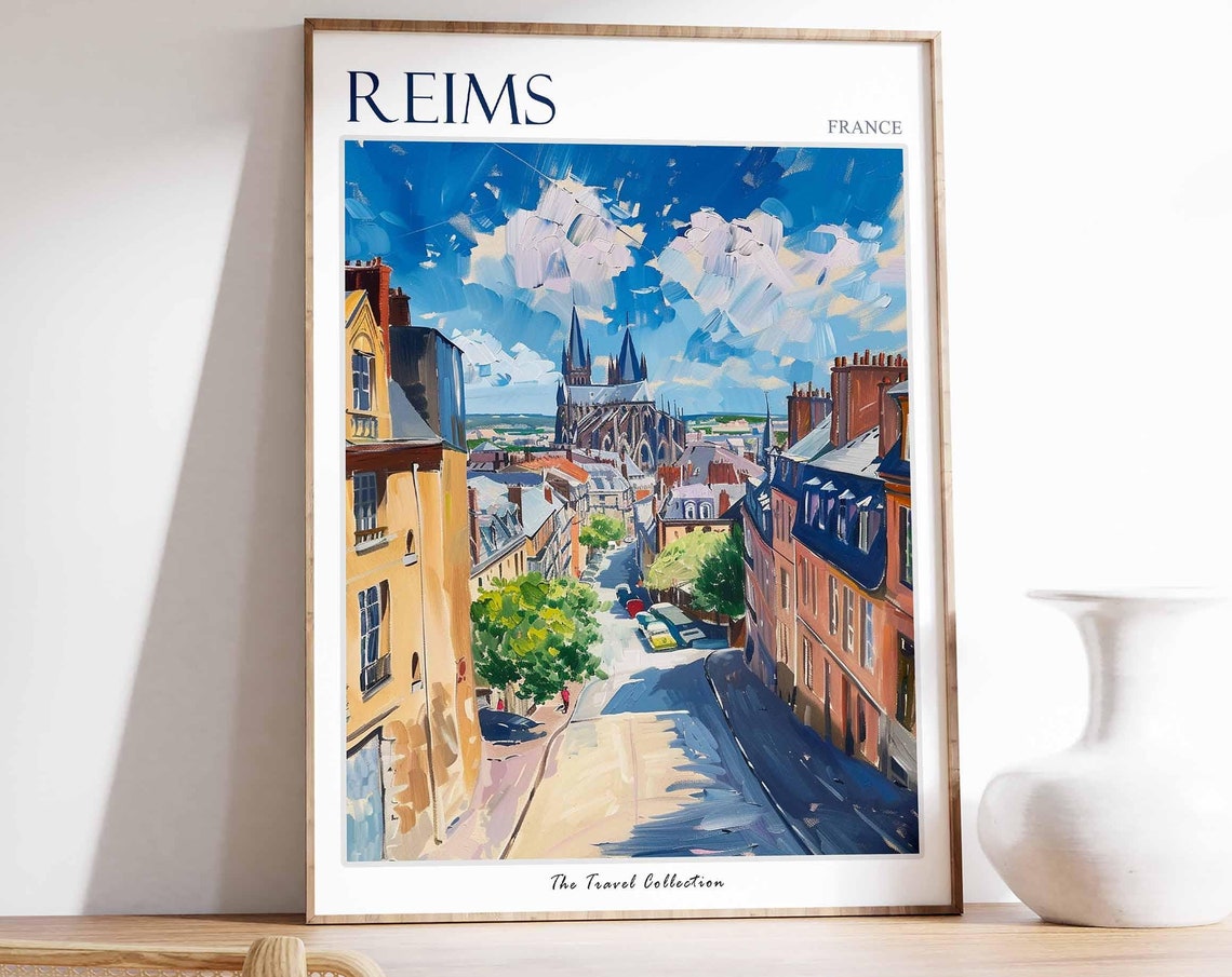 Reims Poster France Travel Print French Decor Europe Travel Poster European Wall Art City Print Reims Gift Reims Travel Poster