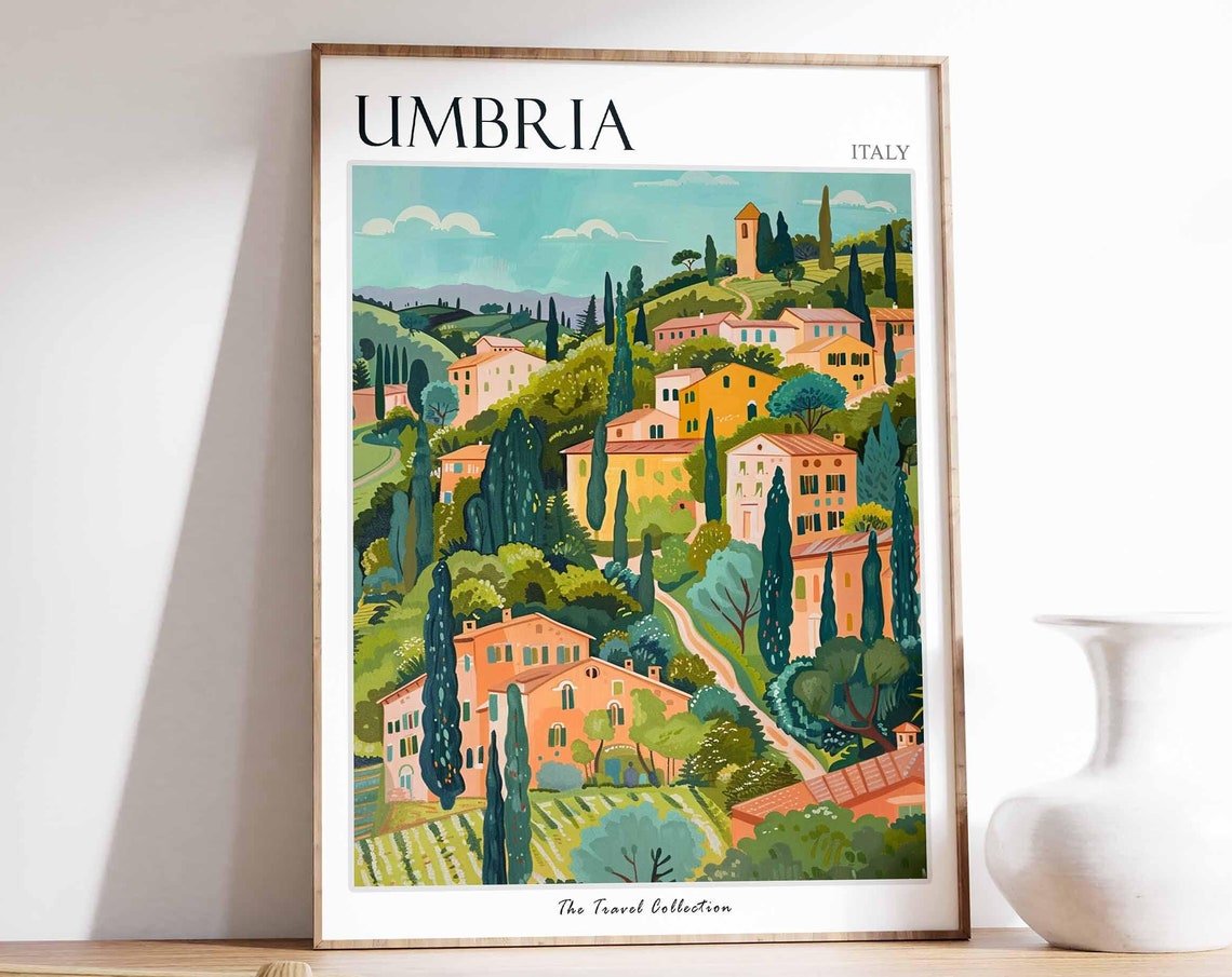 Umbria Poster Umbria Travel Print Italy Wall Art Italian Travel Print Italian Decor Italian Gift Umbria Wall Art