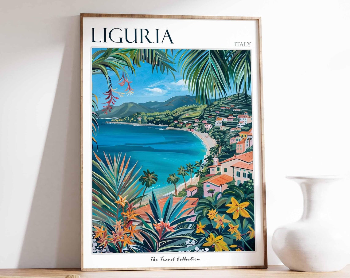 Liguria Poster Liguria Travel Print Italy Wall Art Italian Travel Print Italian Decor Italian Gift Liguria Wall Art