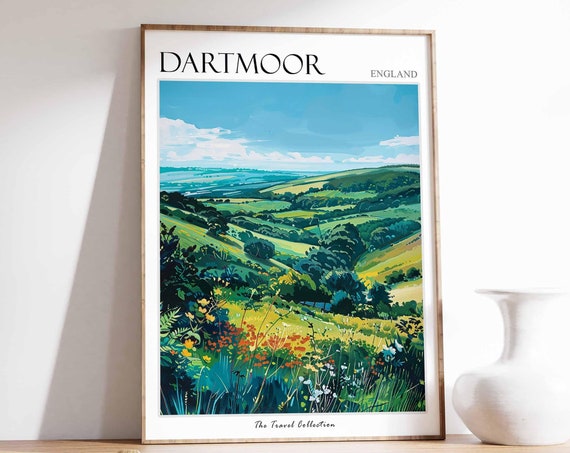 Dartmoor Poster England Travel Print Dartmoor Travel Art Dartmoor Wall Art England Travel Dartmoor Home Decor Dartmoor Travel Gift