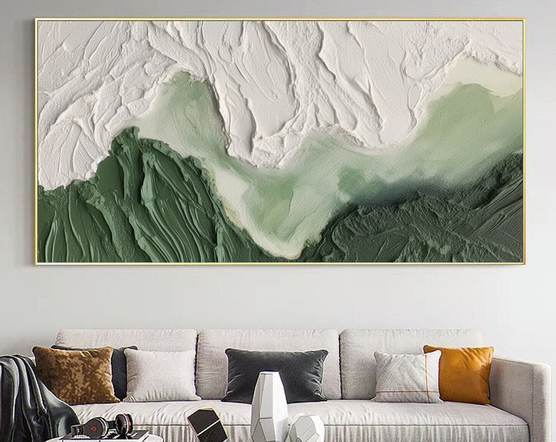 Minimalist White Clouds Drifting Over Rolling Green Hills Poster