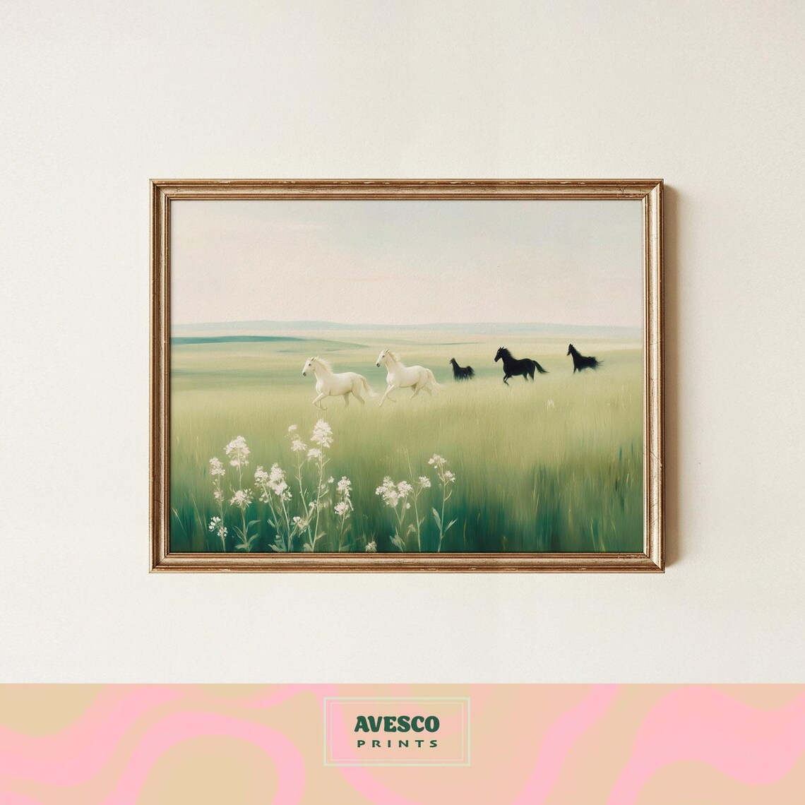 Vintage Abstract Horse Painting, Western Art Print