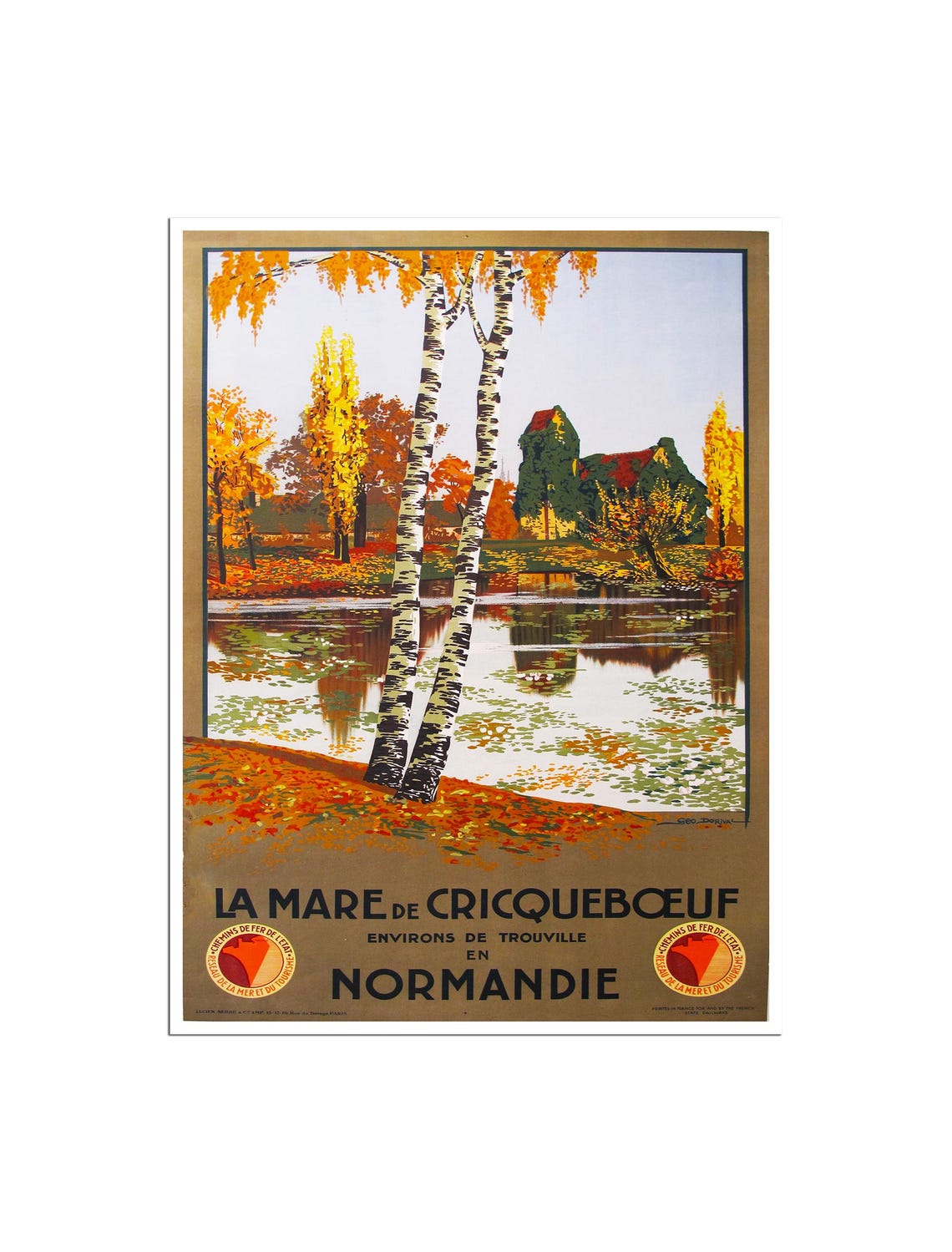 La Mare de Cricqueboeuf Normandy Autumn Pond Vintage Travel Poster