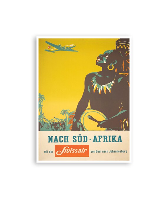 South Africa Art Swissair Travel Poster African Print Xr3071a