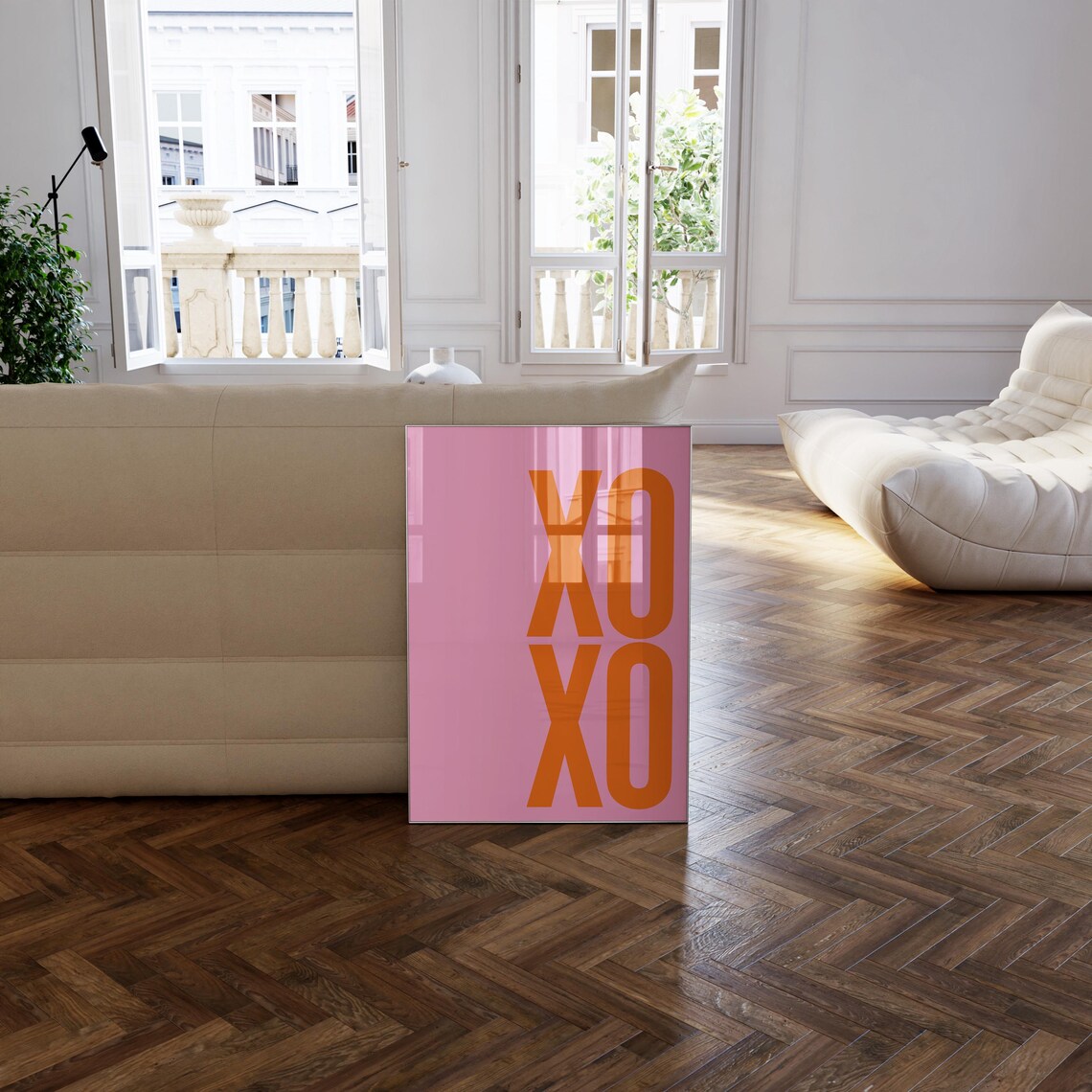 XOXO Pink Orange Typography Poster for Bedroom - Image 4