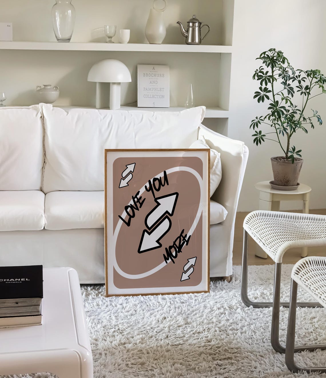 Love You More Reverse Card Brown Neutral Trendy Girly Poster - Image 2