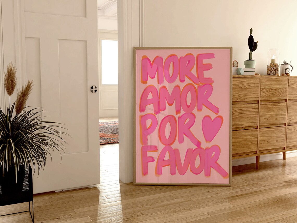 More Amor Por Favor Pink Quote Art Print - Image 2