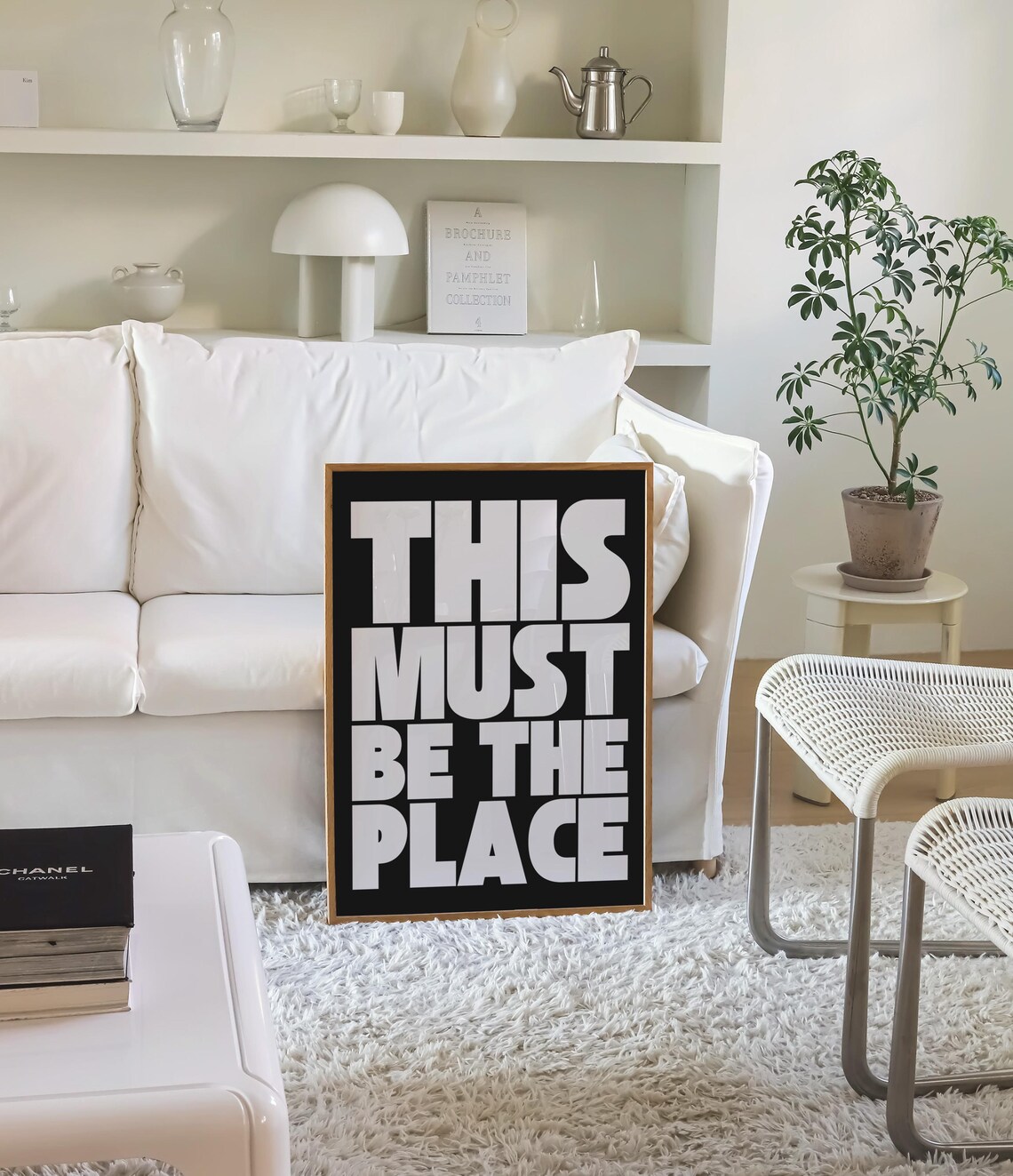 This Must Be the Place Huge White Block Letters Black Art Poster - Image 4