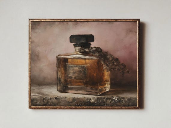 Vintage Perfume Bottle Oil Painting Elegant Home Wall Art 145