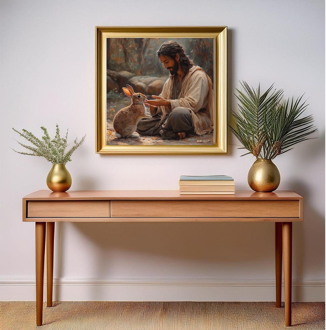 Jesus And Bunny, Christian Nursery Art Print - Image 2