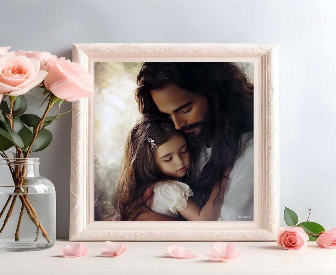 Jesus Holding A Child, Christian Family Faith Art - Image 2