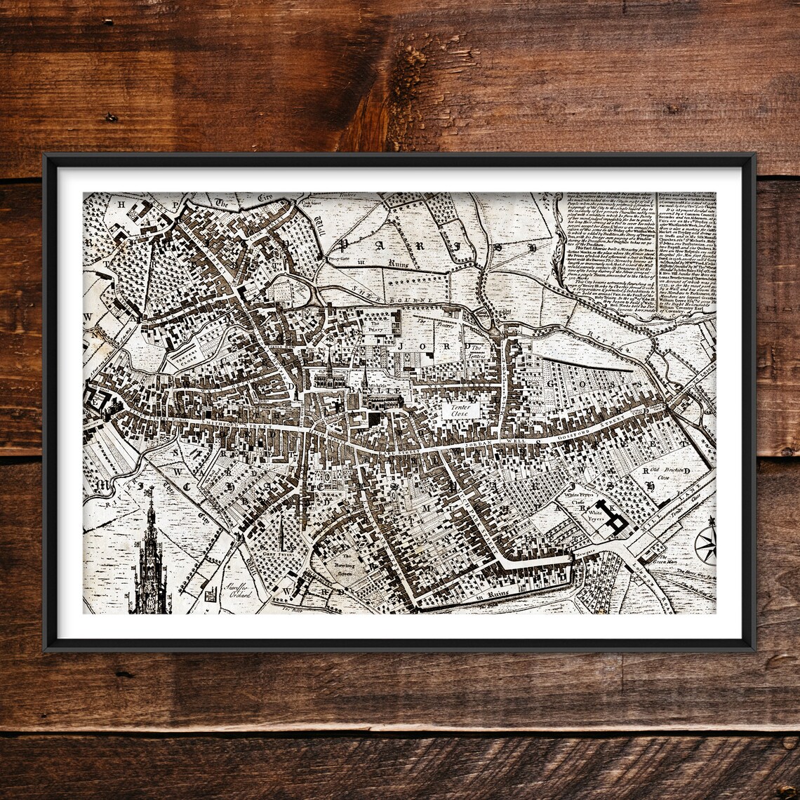 Historic Map of Coventry England, 1749 Travel Poster