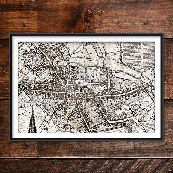 Historic Map of Coventry England, 1749 Travel Poster