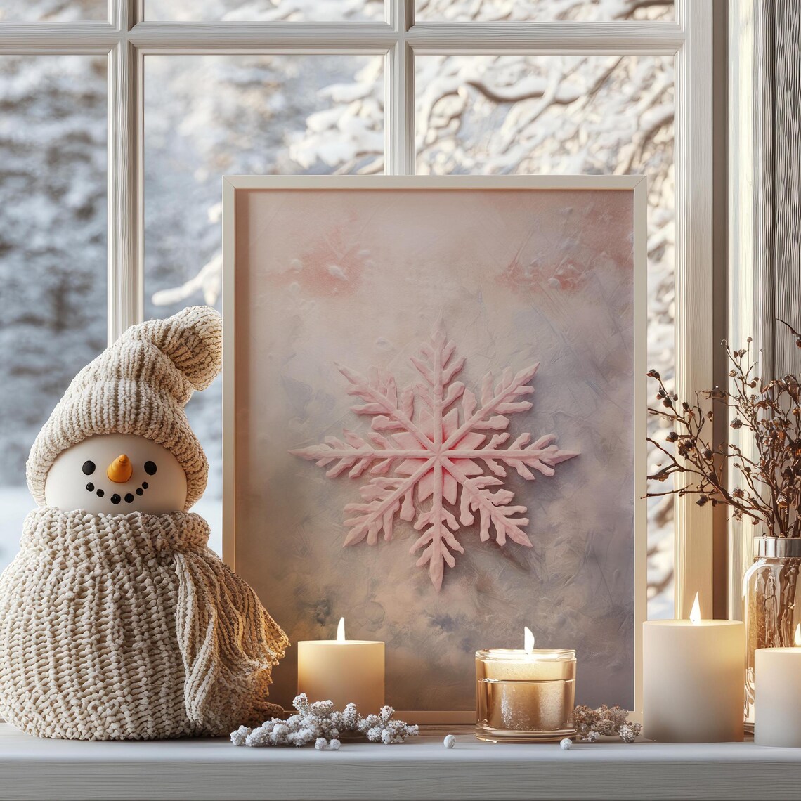 Pink Snowflake Christmas Preppy Winter Poster - Image 6
