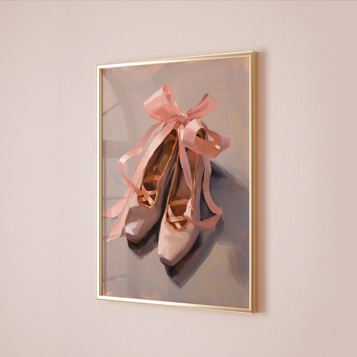 Vintage Ballet Shoes Poster, Preppy Pink Nursery Decor
