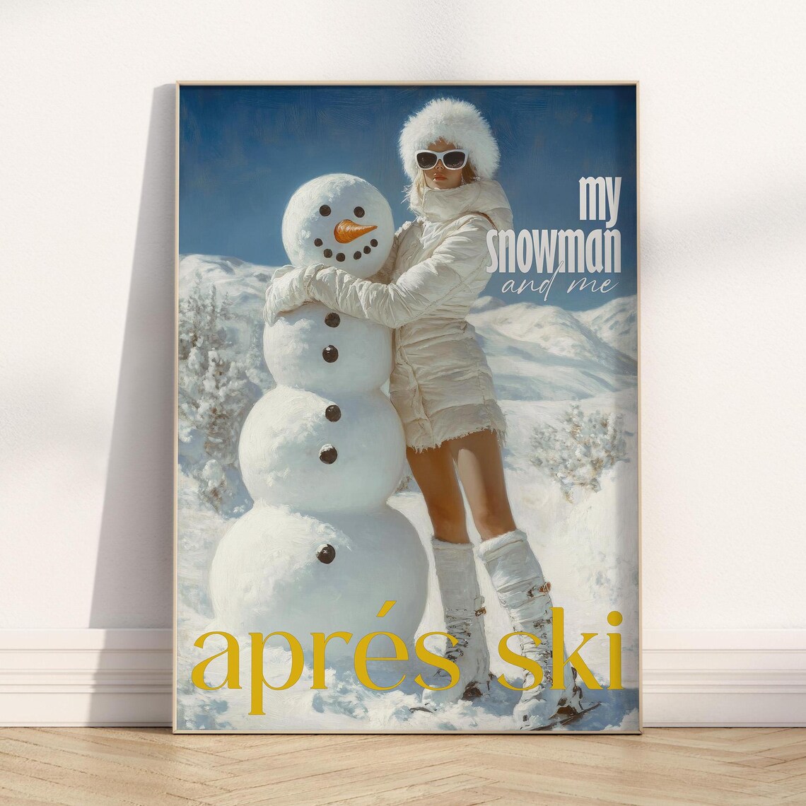 My Snowman And Me Apres Ski Retro Winter Fashion Wall Art Poster - Image 6