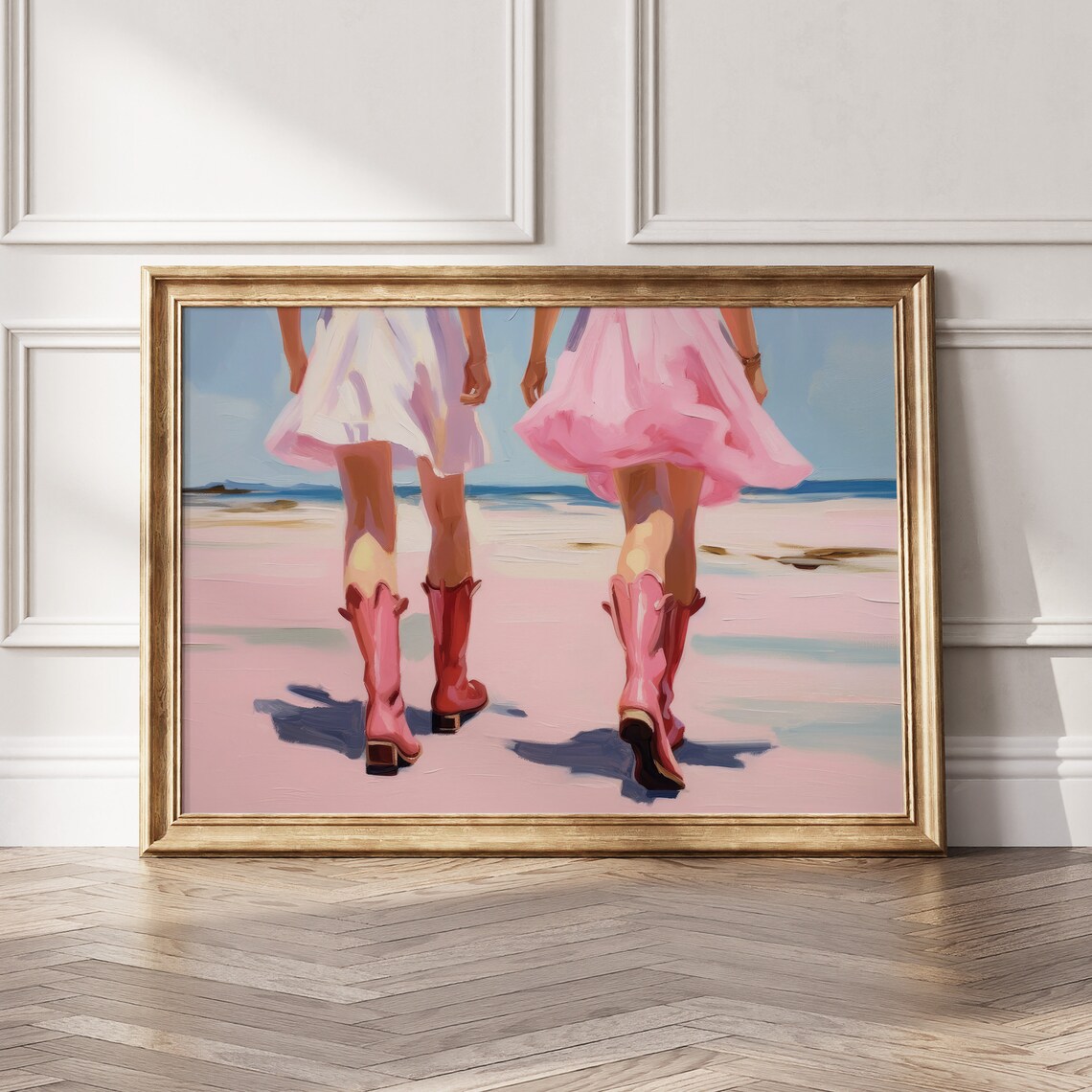 Pink Cowboy Boots Beach Walk Coastal Cowgirls Summer Ocean Travel Poster - Image 5