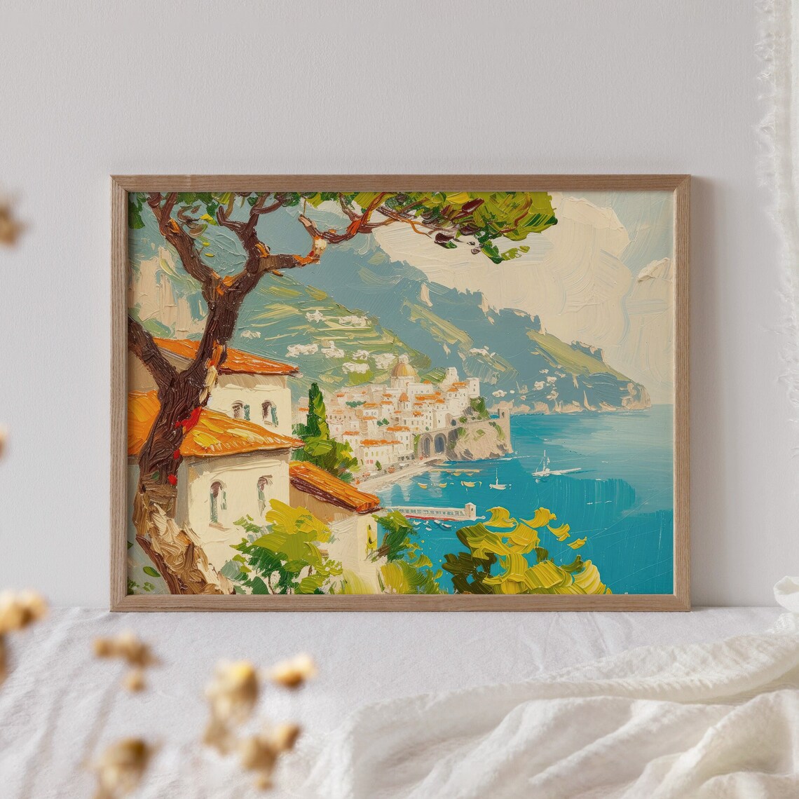 Amalfi Coast Town Domed Church Red Roofs Blue Sea Travel Poster - Image 6