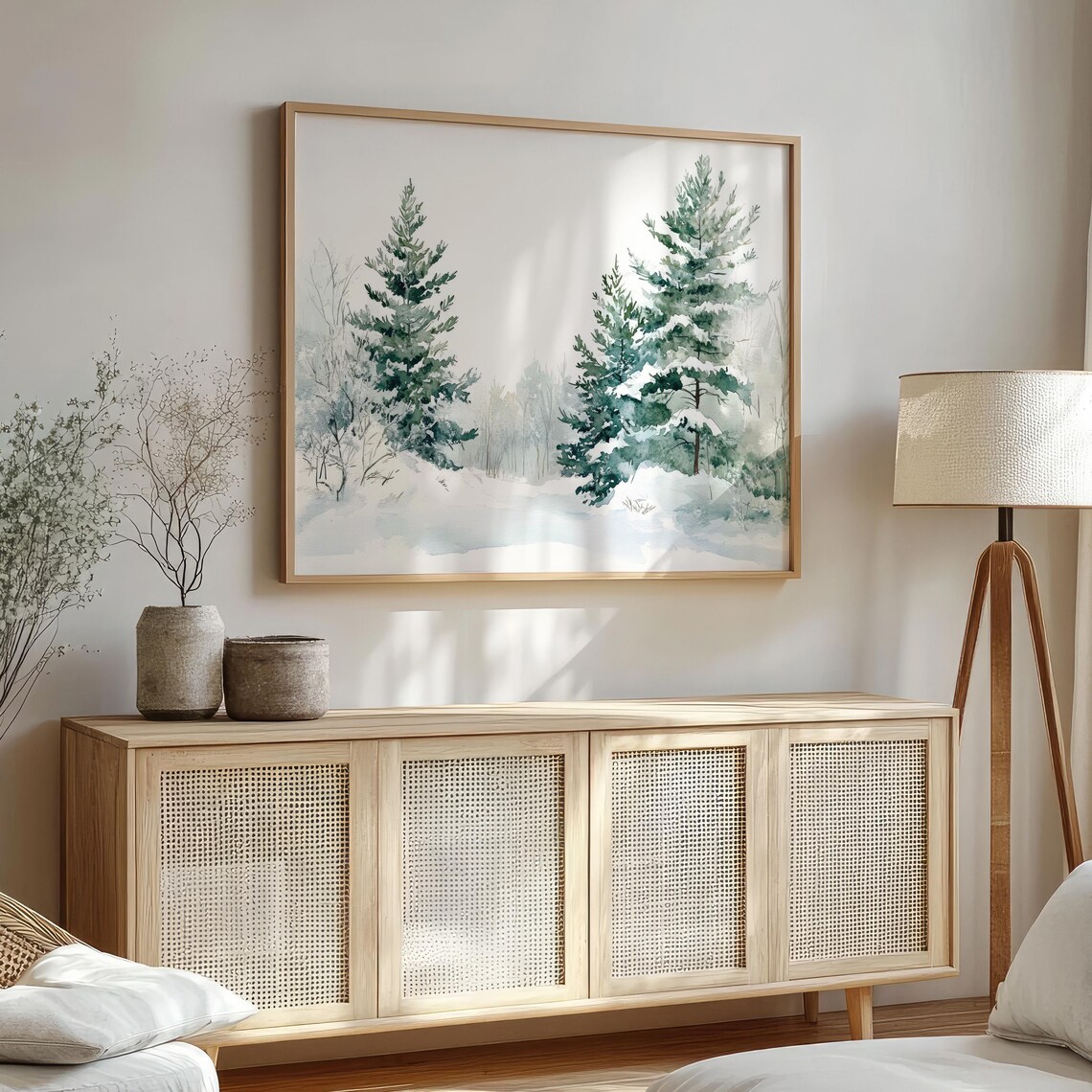 Snowy Pine Trees Watercolor Winter Woodland Landscape Poster - Image 5