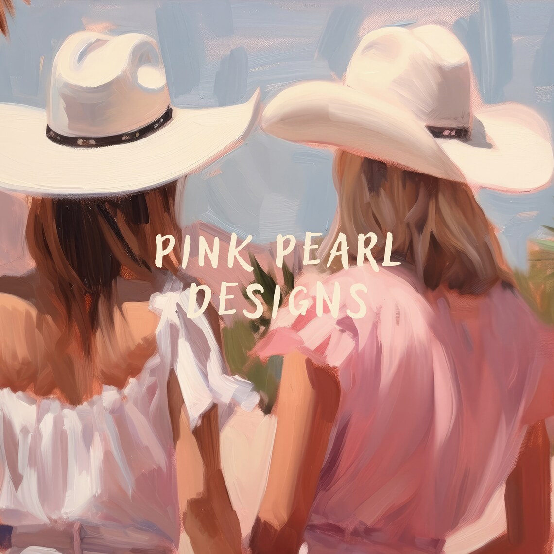 Coastal Cowgirls Best Friends White Cowboy Hats Palm Trees Travel Poster - Image 6