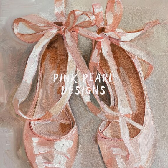 Vintage Ballet Pointe Shoes Art Print, Preppy Decor