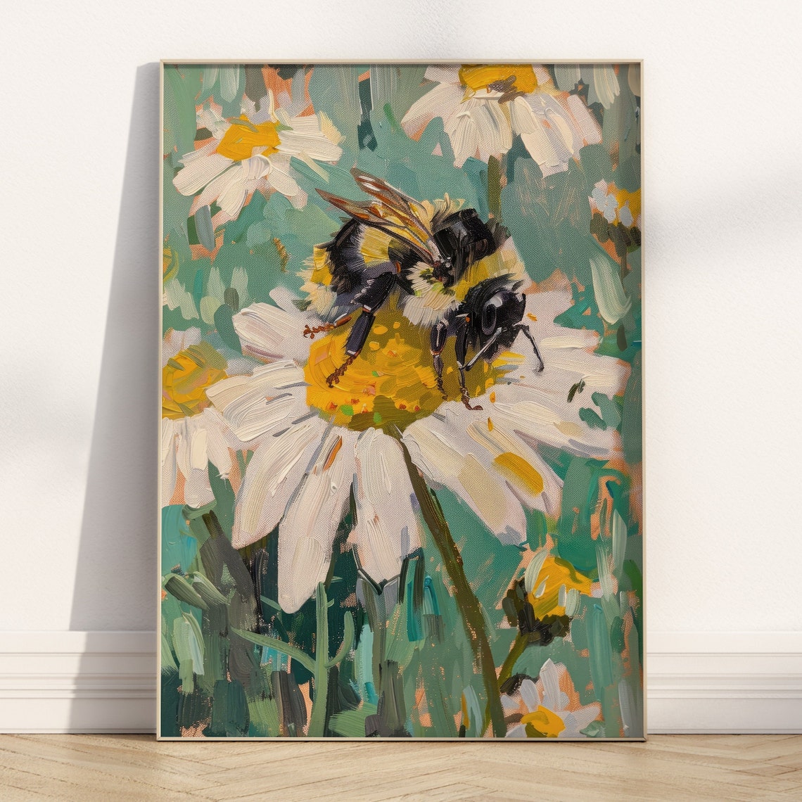 Cute Bee And Daisy Wall Art Trendy Spring Prints Preppy Room Decor Girly Vintage Spring Wall Art Honey Bee - Image 5