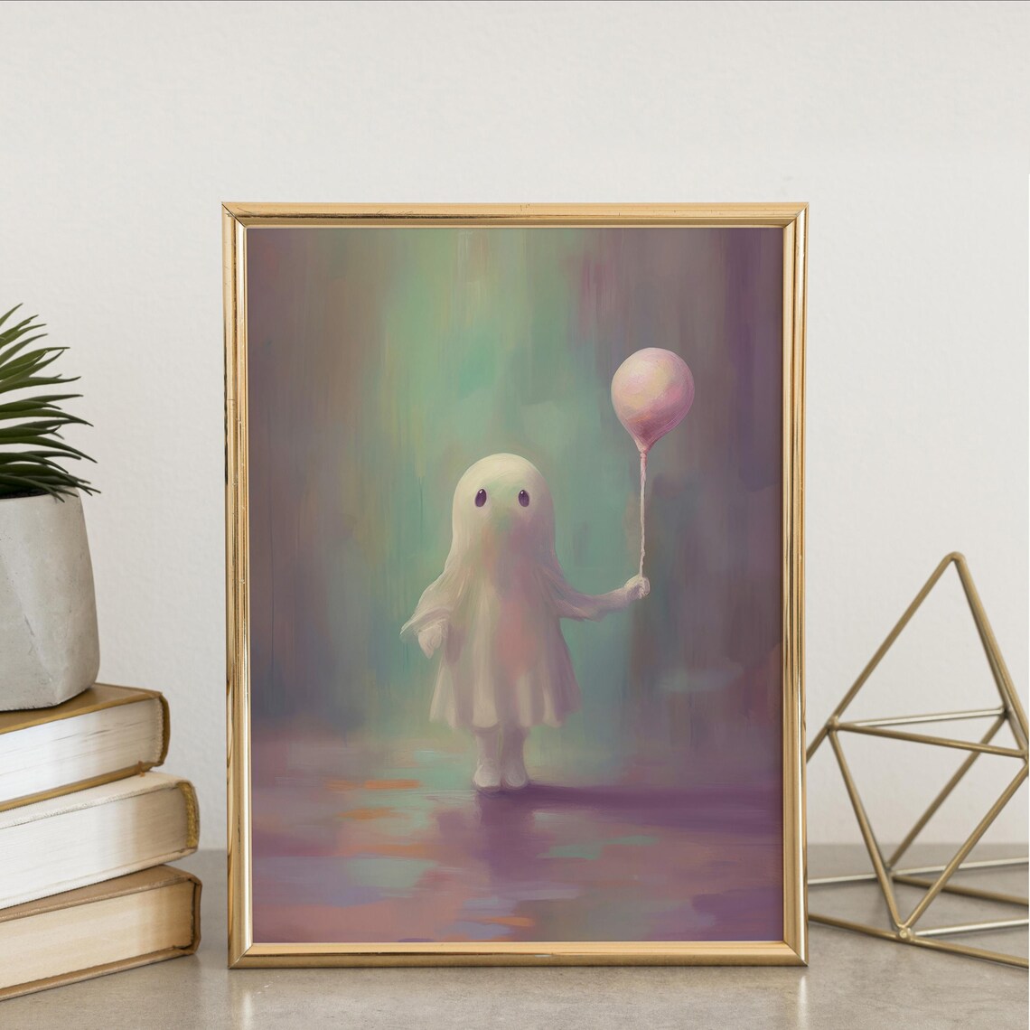 Cute Ghost With Balloon, Pastel Halloween Art Print - Image 5