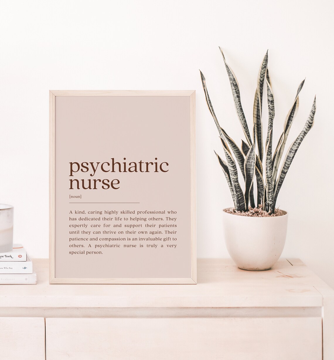 Psychiatric Nurse Dictionary Definition Beige Typography Gift Poster - Image 2