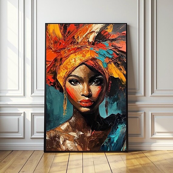 Vibrant Painting Art African Woman Wall Art Black Girl Art Print Afrocentric Art African Home Art Wall Decor