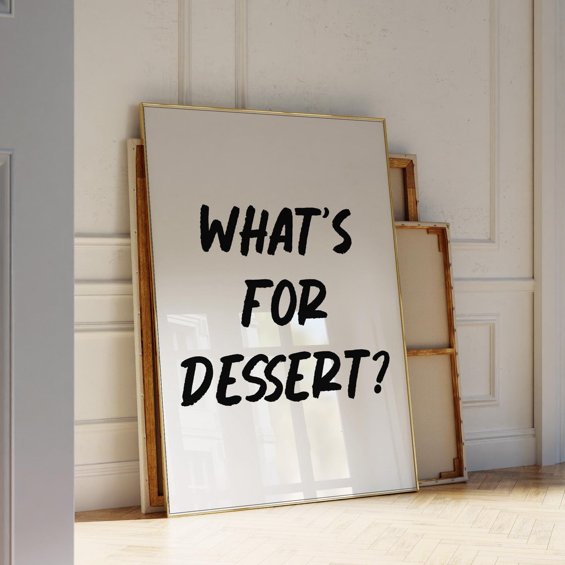 What's For Dessert Black Brush Lettering Modern Kitchen Poster